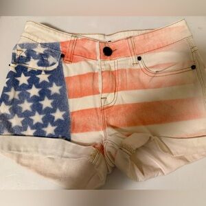 BDG American Flag Print Jean Shorts in Blue, Red, White